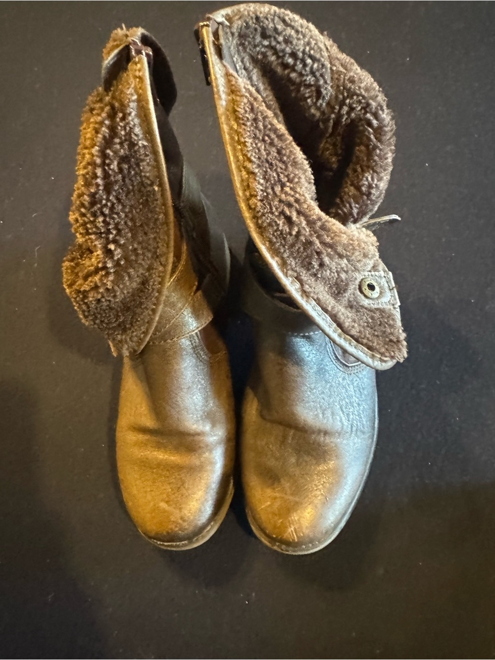 BareTraps Brown Leather & Faux Fur Suede Ankle Boots Sz 6 - Picture 10 of 14